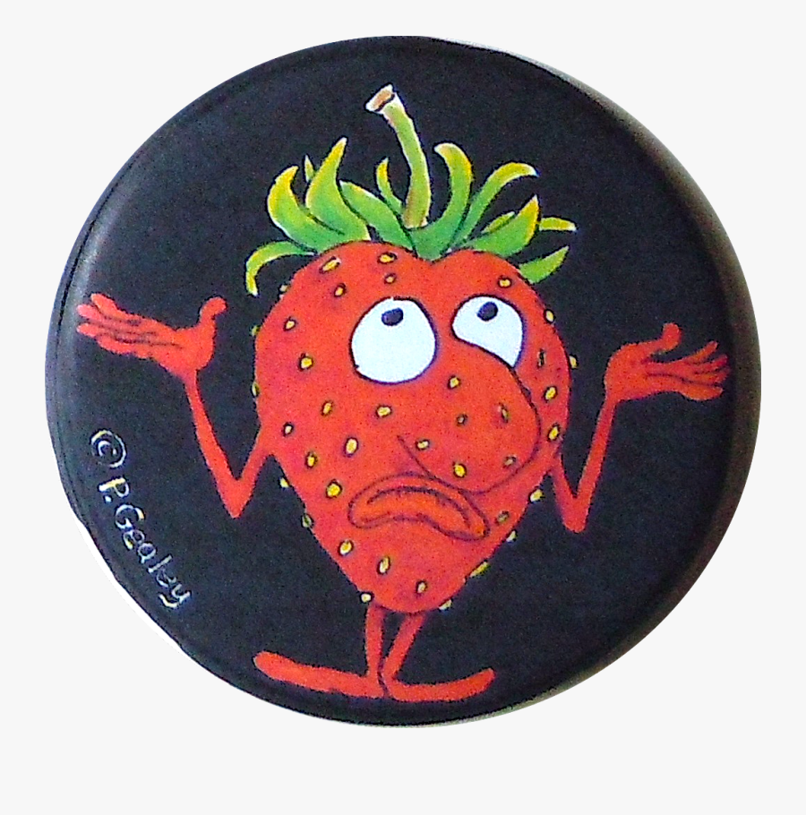 Image Of Shrugging Strawberry Magnet Or Pin - Illustration, Transparent Clipart
