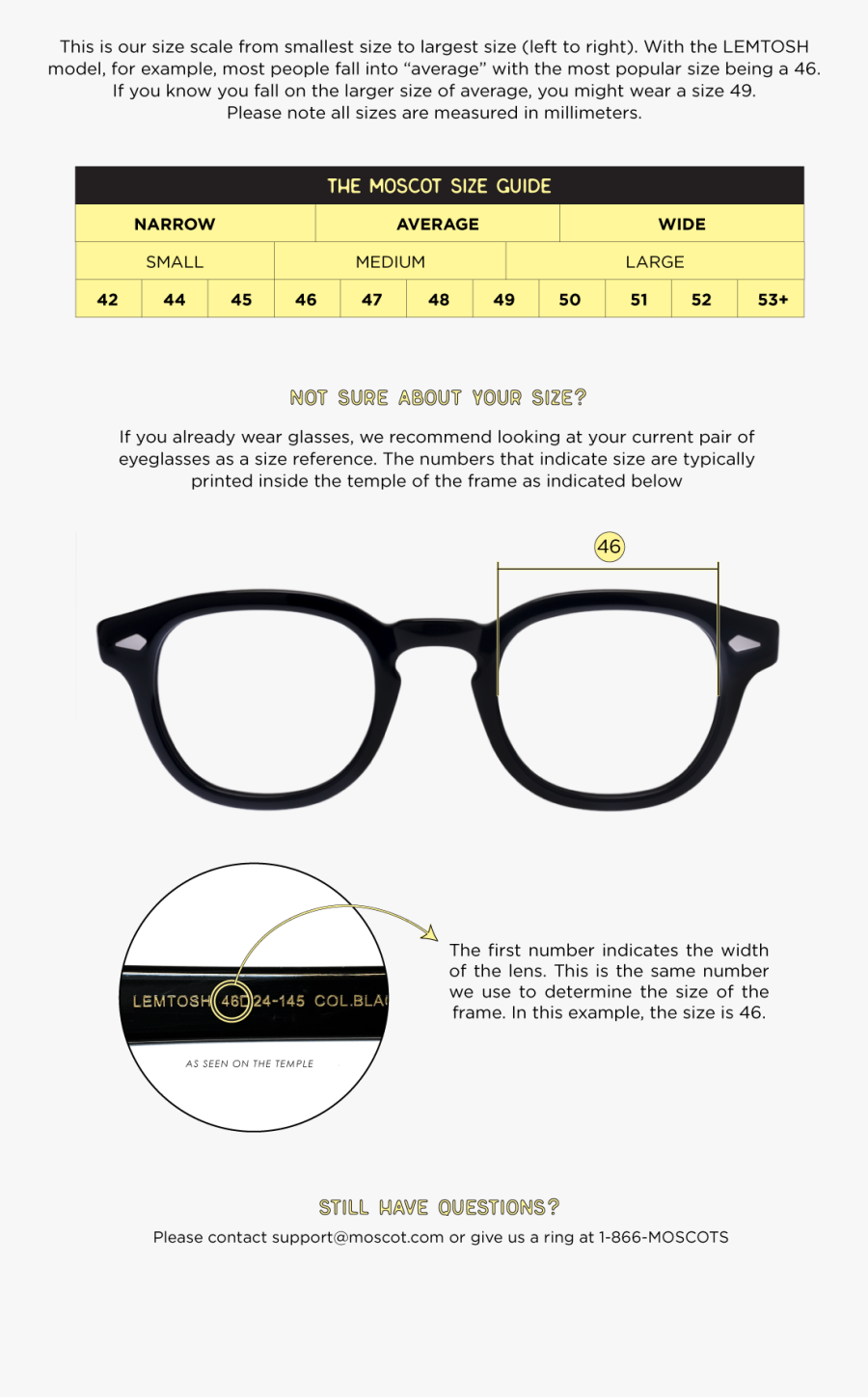 Eyeglasses Clipart Folded Glass - Moscot Lemtosh Size Chart, Transparent Clipart