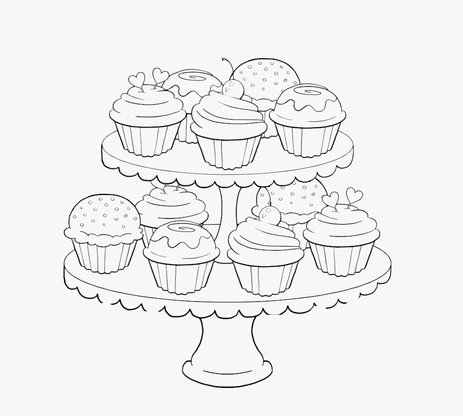 Transparent Pinkalicious Cupcake Clipart - Coloring Pages For Adults Food, Transparent Clipart