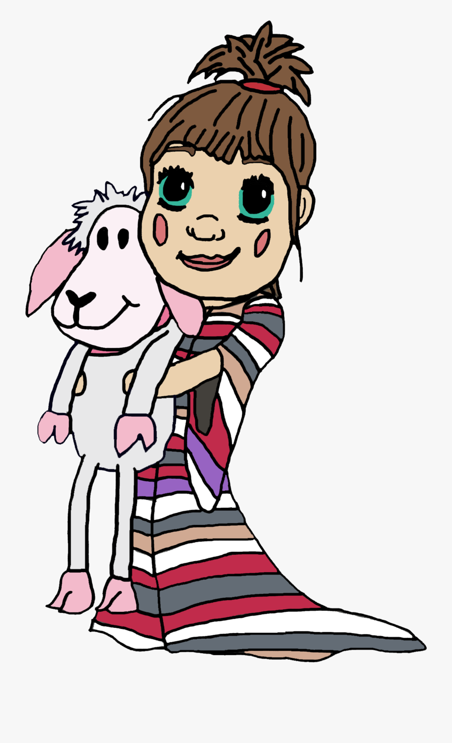 Little Girl With Sheep Clipart , Png Download - Cartoon, Transparent Clipart