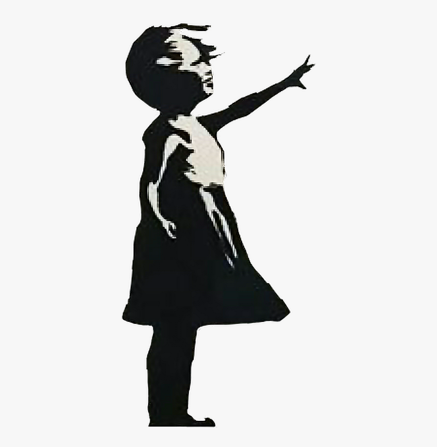 #girl #graffiti #blackandwhite #child #reaching #wind - Banksy Heart Balloon Stencil, Transparent Clipart