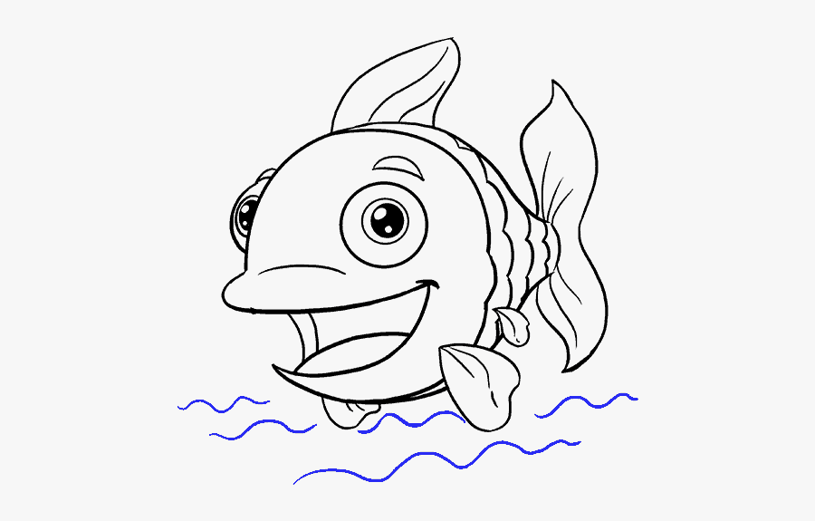 Free How To Draw A Cute Fish, Download Free Clip Art, - Easy Drawing Cartoon Fish, Transparent Clipart