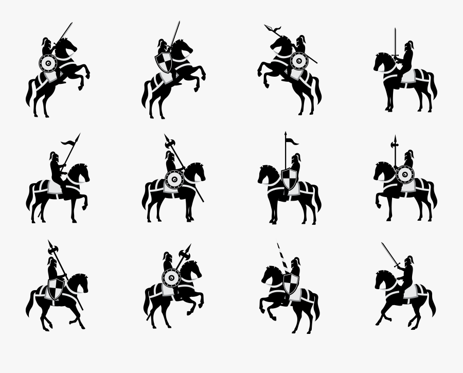 Silhouette Horse With Warrior, Transparent Clipart