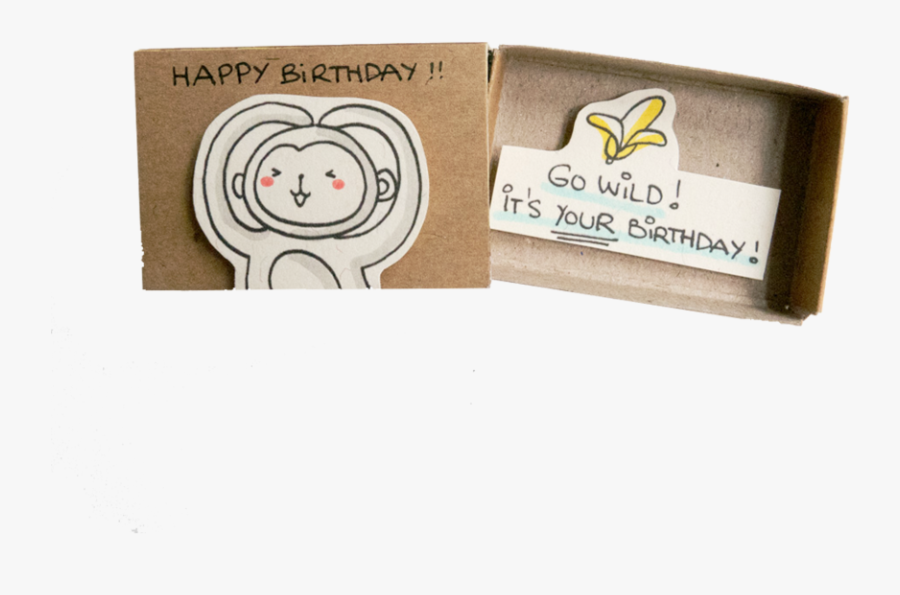 Cute Monkey Birthday Card Matchbox - Cartoon, Transparent Clipart