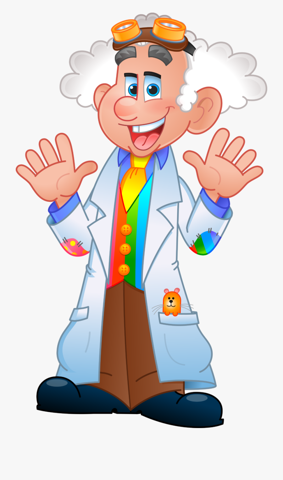 Happy Man With Goggles And Rainbow Waistcoat - Cartoon, Transparent Clipart