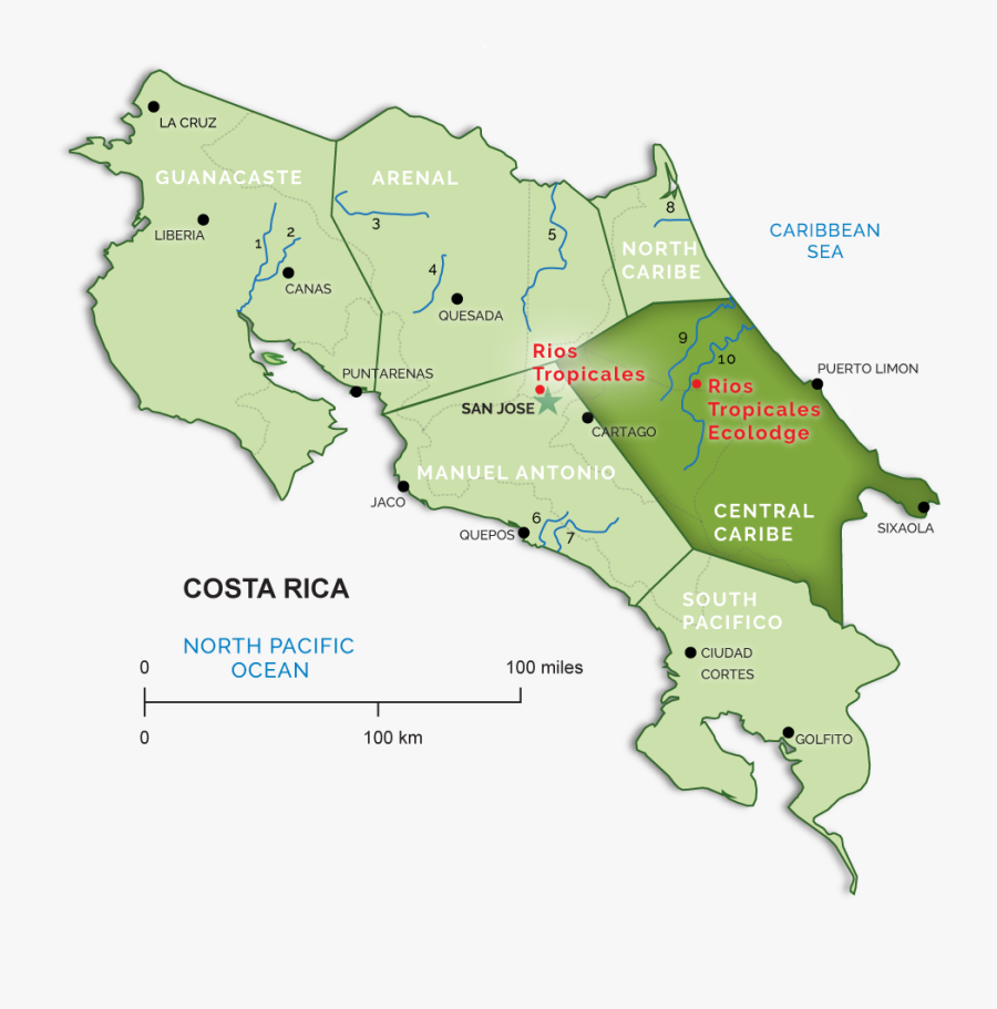 Our Adventure Trip Regions - Rio Reventazon Costa Rica Mapa, Transparent Clipart