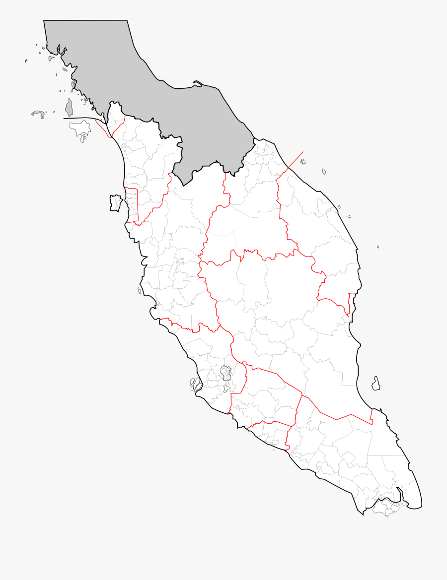 Peninsular Malaysia Map Big - Blank West Malaysia Map, Transparent Clipart