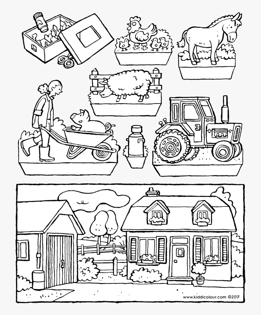 Drawing Farmer Pitchfork - Kijkdoos Boerderij, Transparent Clipart
