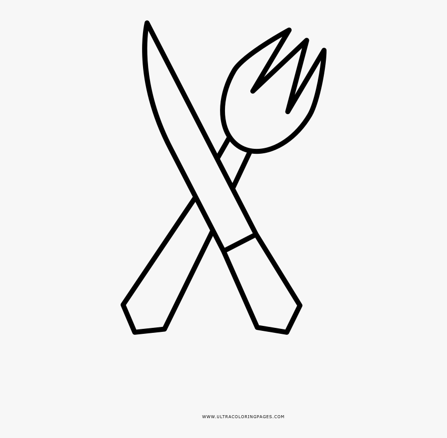 Silverware Coloring Page - Line Art, Transparent Clipart