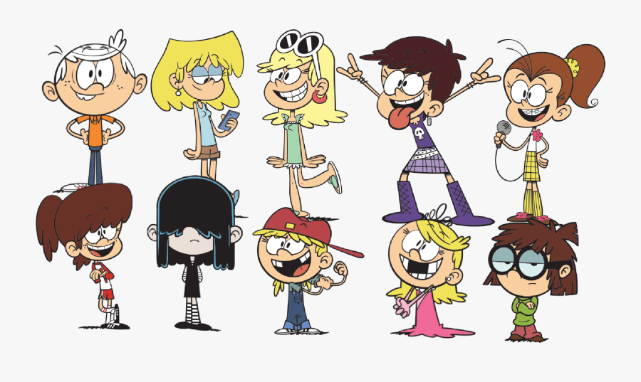 Lincoln And His Nine Sisters - All The Loud House Characters, Transparent Clipart