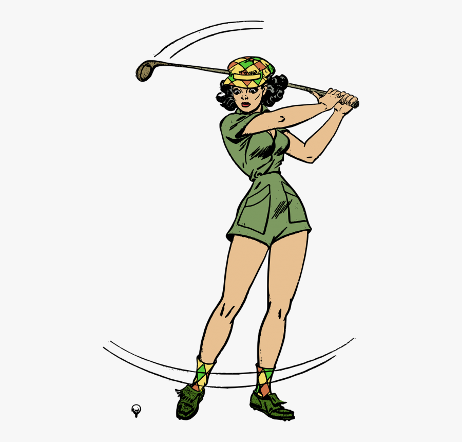 Transparent Lady Golfer Clipart - Female Golfer Transparent Background, Transparent Clipart