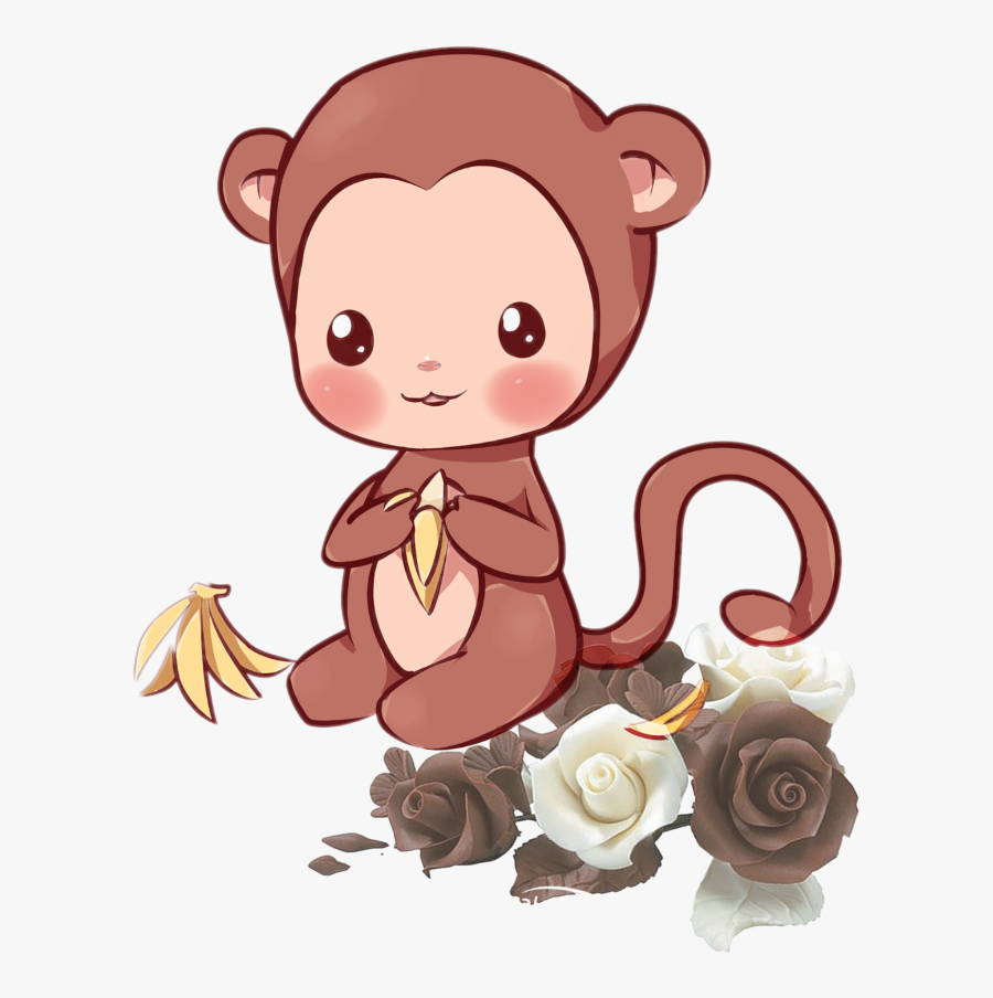 #monkey #chocolate #sticker #banana #animals #candy - Cute Cartoon Monkey Kawaii, Transparent Clipart