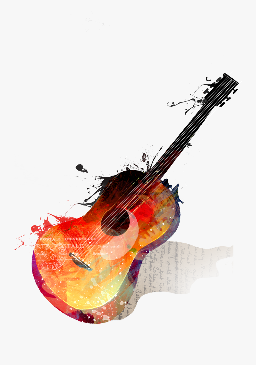 Guitar Musical Watercolor Instrument Painting Drawing - Transparent Background Cello Png, Transparent Clipart