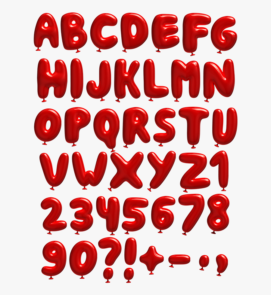 Red Balloons Funny Font - Red Balloon Letters Png, Transparent Clipart