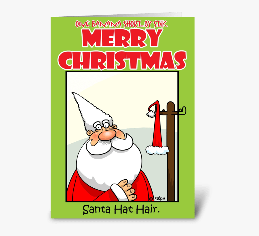 Santa Hat Hair Greeting Card - Cartoon, Transparent Clipart