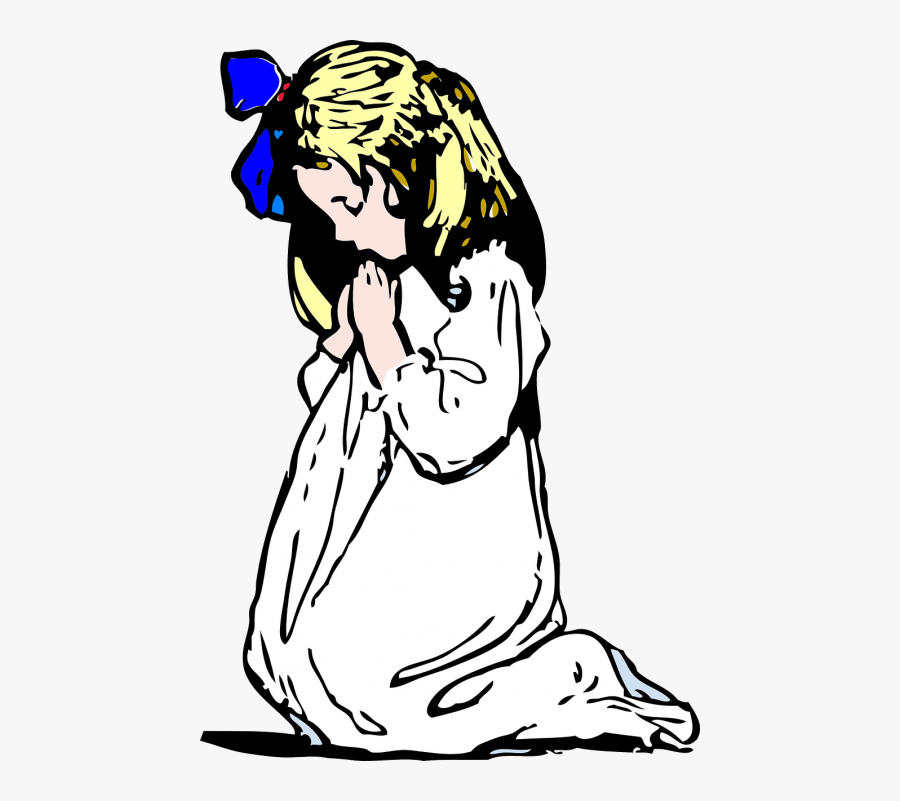 Girl Nightgown Kneeling - Girl Praying Drawing , Free Transparent Clipart -...