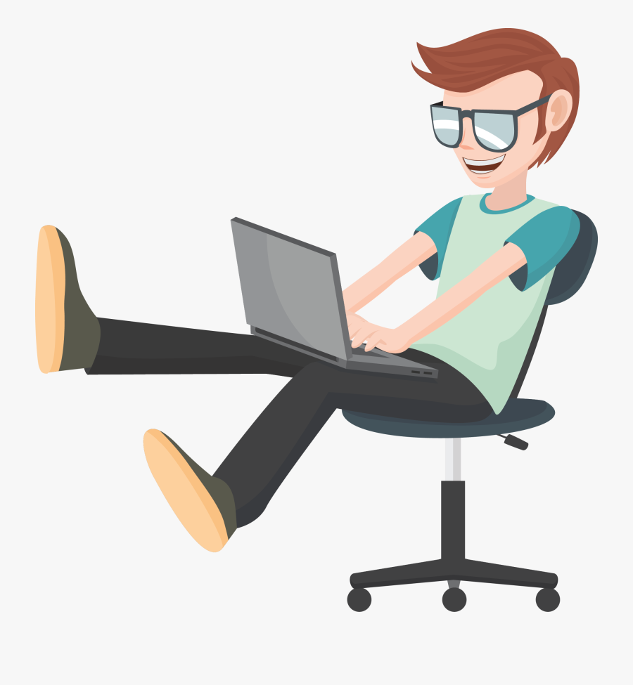 Picture Transparent Accountant Clipart Future - Man Using Laptop Animation, Transparent Clipart