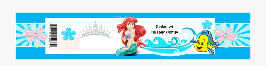 Free Printable For Water Bottles Of The Little Mermaid - Flounder, Transparent Clipart
