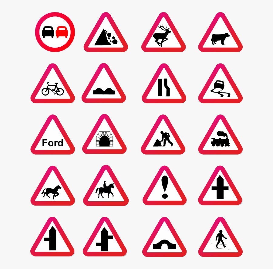 Road Signs Where Ovetaking Can Be Dangerous - Signs And Symbols Of Communication, Transparent Clipart