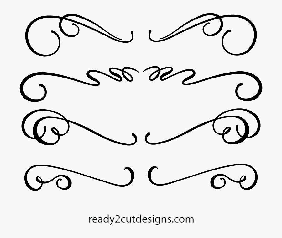 Clip Art Scrolls Calligraphic Ready Cut - Calligraphy, Transparent Clipart