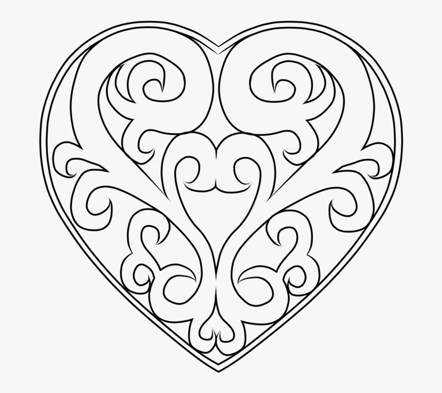 Transparent Filigree Line Clipart - Filigree Heart, Transparent Clipart