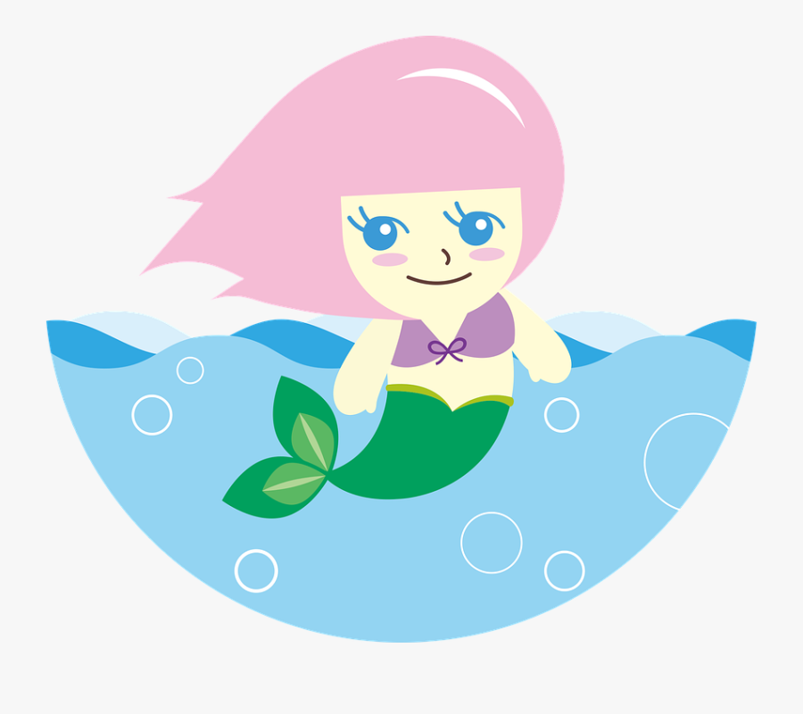 Mermaid, Fairytale, Sea, Water, Girl, Swimming, Paddle - Cartoon, Transparent Clipart