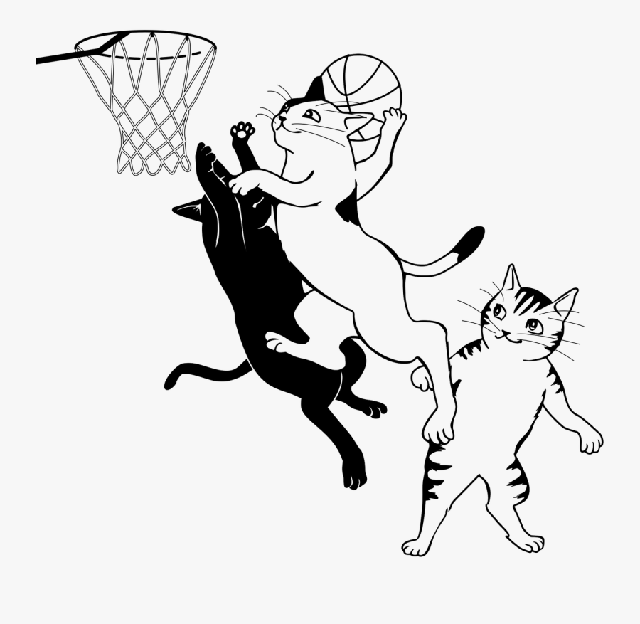 Basketball Shot Sports Free Picture - Cat Playing A Sport Drawing, Transparent Clipart
