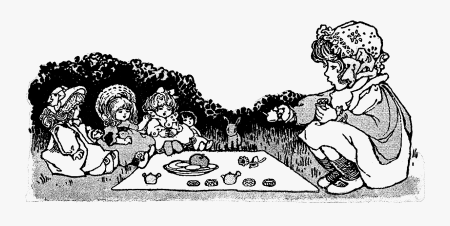 Black And White Free Clipart Playing With Doll, Transparent Clipart