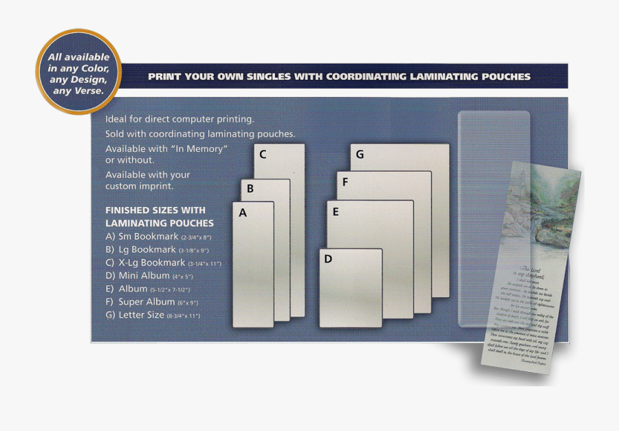 Single Cut Printable Bookmarks With Coordinating Pouches - Bookmark Cut For Print, Transparent Clipart