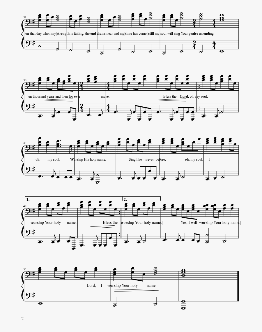 10,000 Reasons Sheet Music Composed By Singer - Partitura De La Chismosa, Transparent Clipart