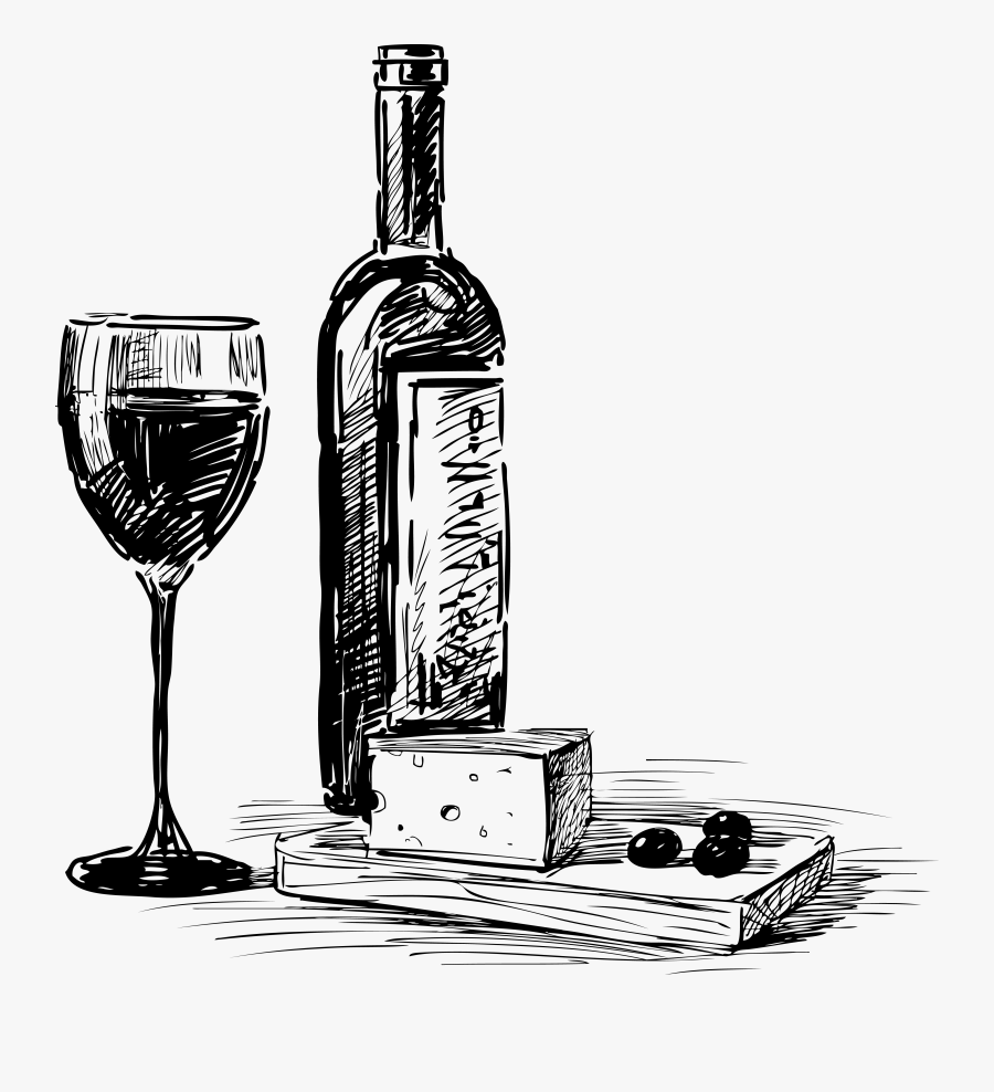 Transparent Wine Bottle Outline Png - Hand Drawn Wine Png, Transparent Clipart