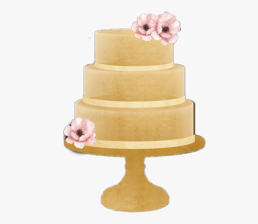 #watercolor #cake #flowers #gold #pink #pastel #elegant - Sugar Cake, Transparent Clipart