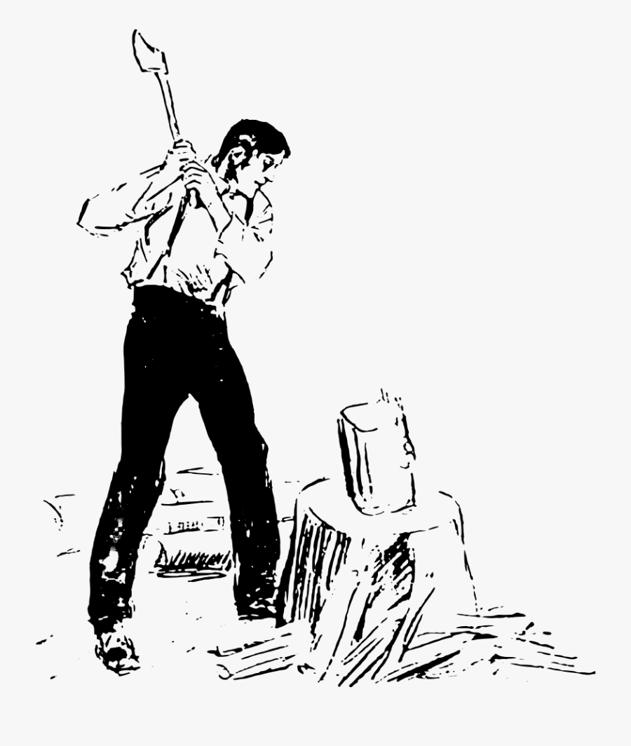 File Man Chopping Wood - Man Cutting Wood Drawing , Free Transparent