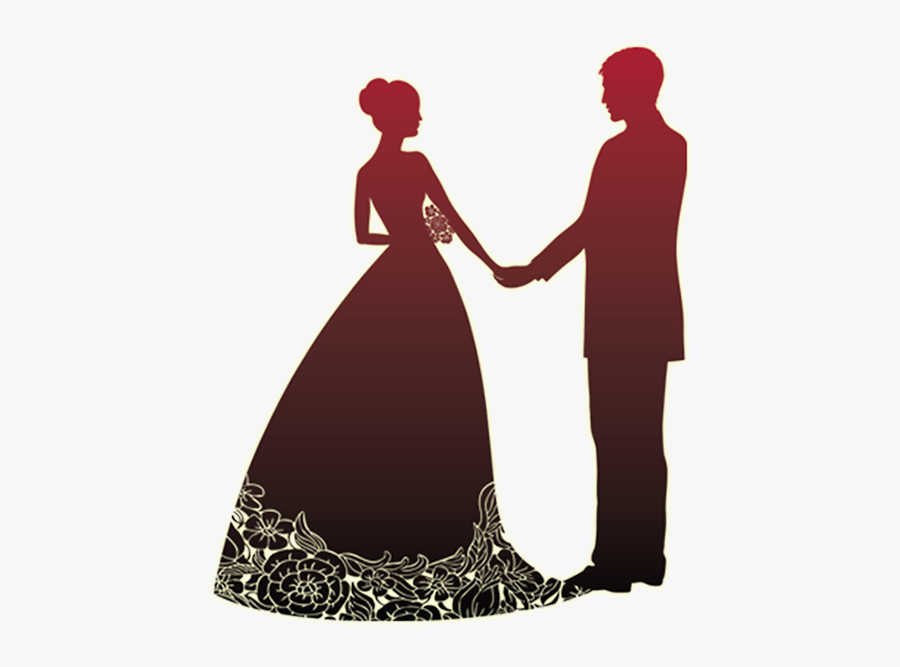 Wedding Invitation Wedding Reception Party Banner - Silhouette Bride And Groom Clipart, Transparent Clipart