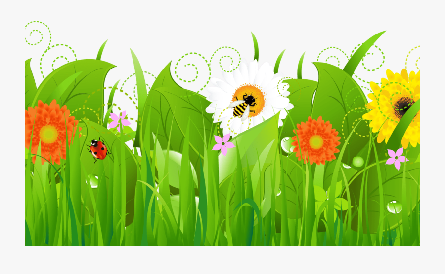 Spring Flower Border Clip Art Gardening Flower And - Grass Flower Vector Png, Transparent Clipart