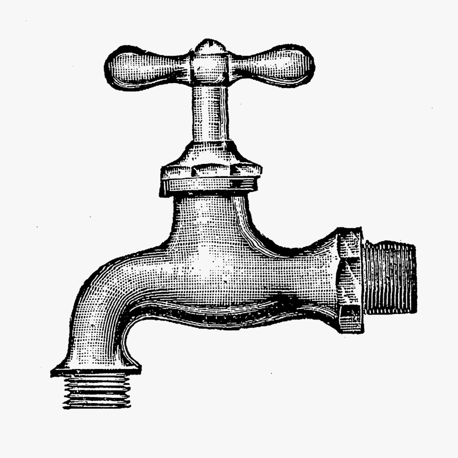 Garden Tap Line Drawing, Transparent Clipart
