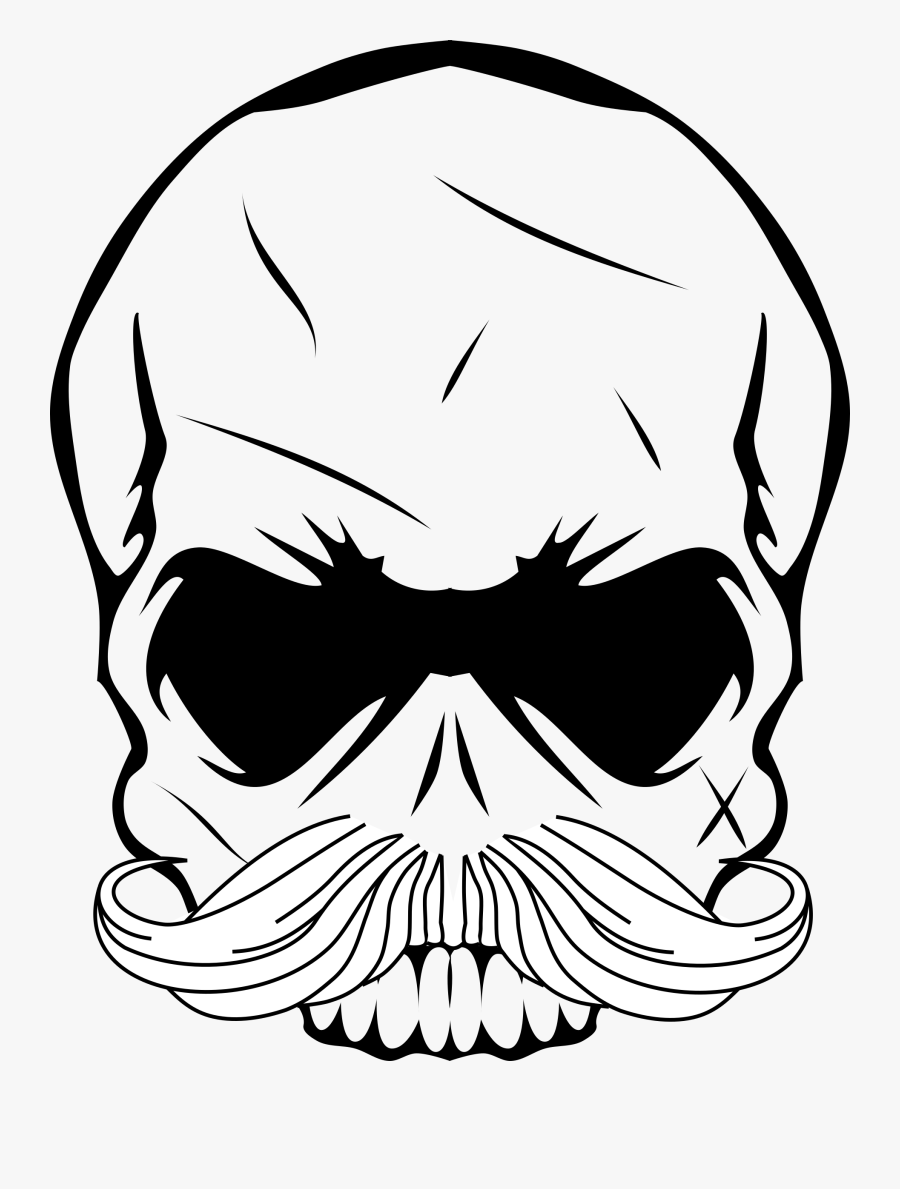 Skull Mustache Clip Arts - Skull With Mustache Png, Transparent Clipart