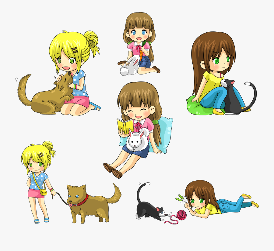 Cat Puppy Clip Art Puppies Transprent - Desenho Menina Com Animais, Transparent Clipart