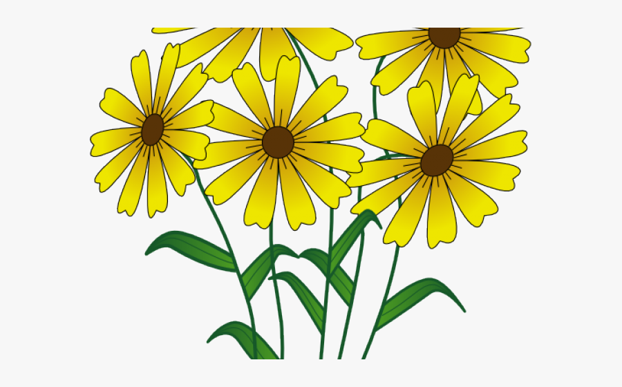 Flower Garden Clipart - Simple Yellow Flower Drawing, Transparent Clipart