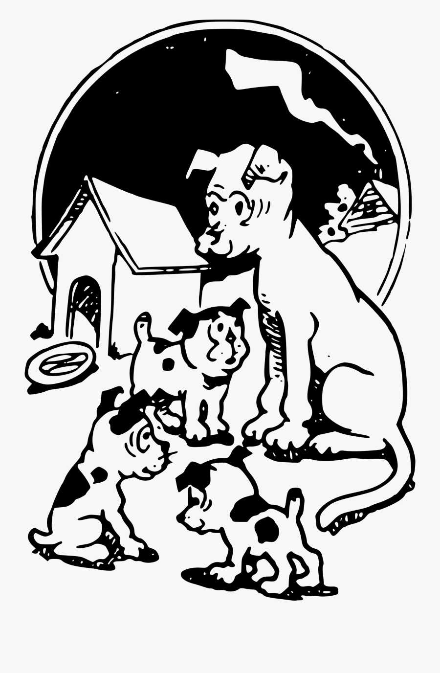 Mommy And Puppies Clip Arts - Dog And Puppy Clip Art Black And White, Transparent Clipart