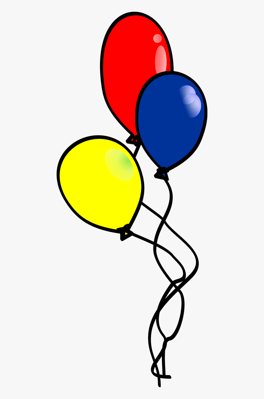 Balloons 3 Primary Colors Balloons With Highlight Bubbles - Balloon, Transparent Clipart