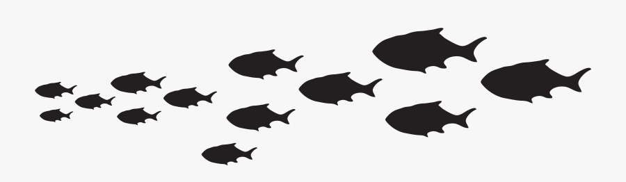 Fish Silhouette Clip Art At Getdrawings - Black And White School Of Fish Clipart, Transparent Clipart