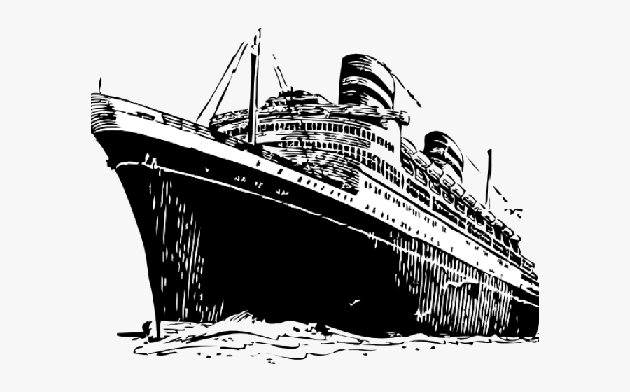 Ship Black & White, Transparent Clipart
