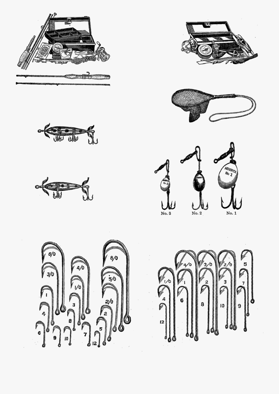 Fishing Tackle Box Hooks Lures Illustration Image - Sketch, Transparent Clipart