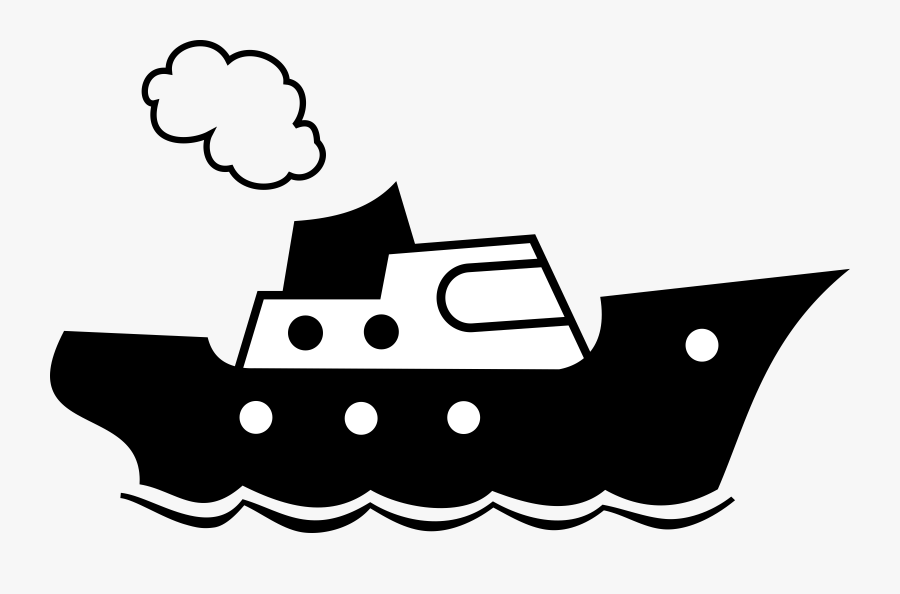 Clipart - Ship Cartoon Black And White Png, Transparent Clipart