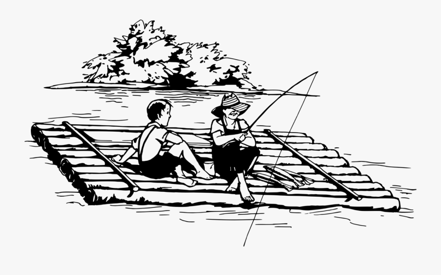 Fishing From A Raft - Raft Clipart Black And White, Transparent Clipart