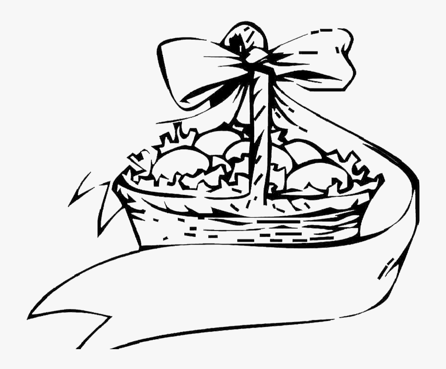Easter Printable Clipart Basket Full Of Eggs Printable - Line Art, Transparent Clipart