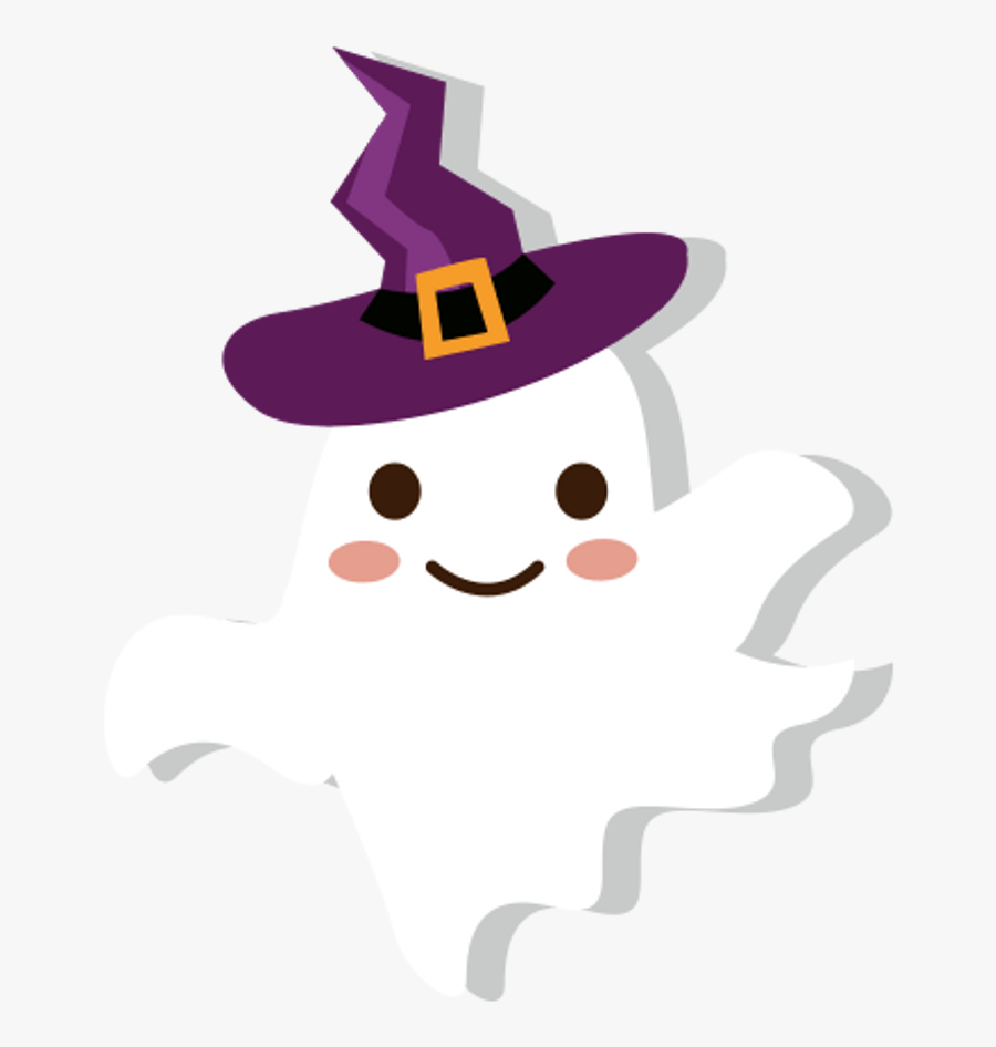 Ghost Witch Wizard Hat Cute Cartoon Halloween Trickortr - Transparent Png Witch Cute Cartoon, Transparent Clipart