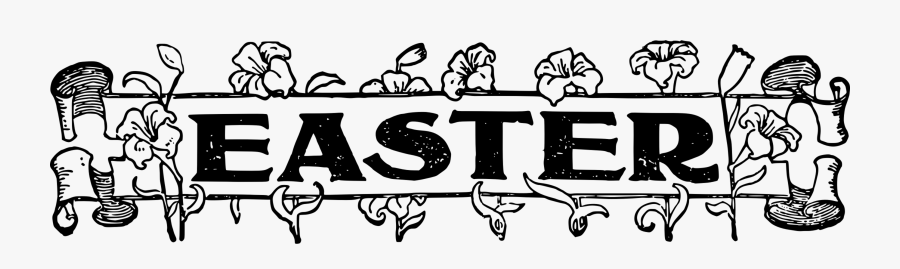 Easter Clipart Text - Easter Banner Black And White, Transparent Clipart