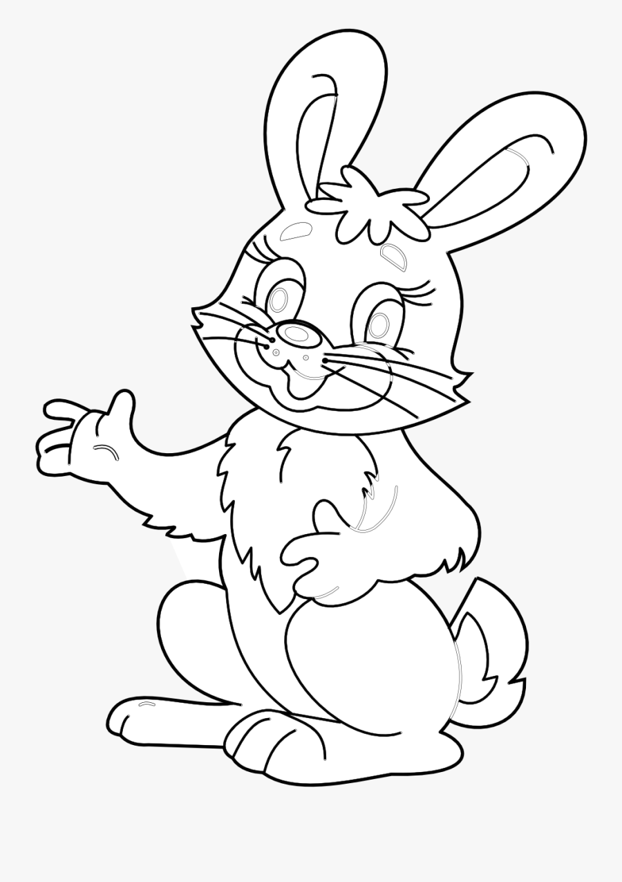 Tale Rabbit Black White Line Easter 555px - Coloring Book, Transparent Clipart